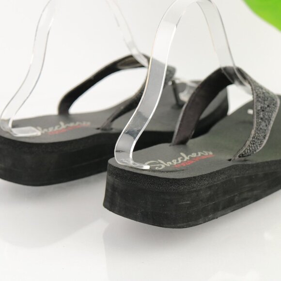 Skechers Womens Vinyasa-Stone Candy Sandal Size 9 Black Thong Flip Flop Slide - Picture 5 of 11